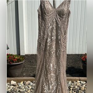 Montage by Mon Cheri Champagne gown, EUC size 10